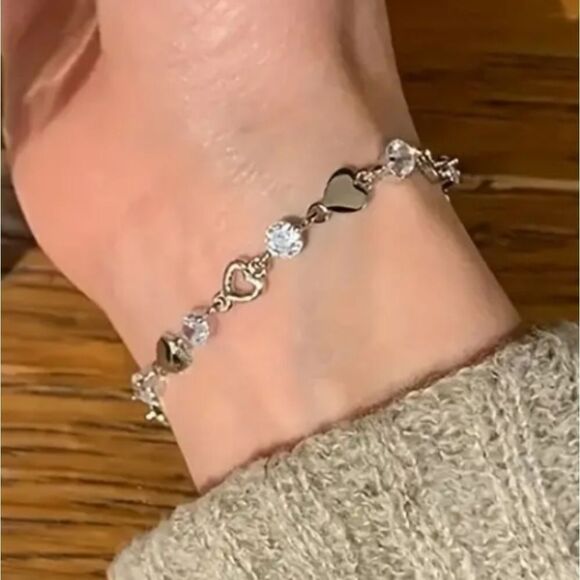 3 for 26$ - Silver Rhinestone Heart Bracelet - Picture 4 of 4